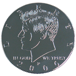 Kennedy Palming Coin (Half Dollar Sized) by You Want It We Got It - Trick