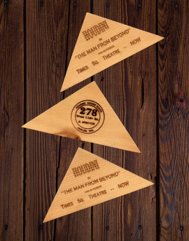 Houdini "Man From Beyond" Invitation Reproduced In Wood From Houdini's NY Home